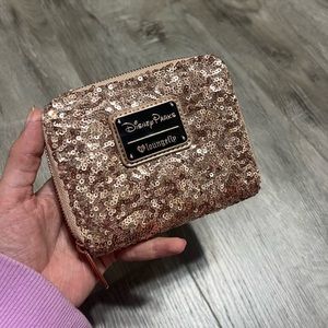 Disney Parks Loungefly Rose Gold Sequined Minnie
Mouse Wallet